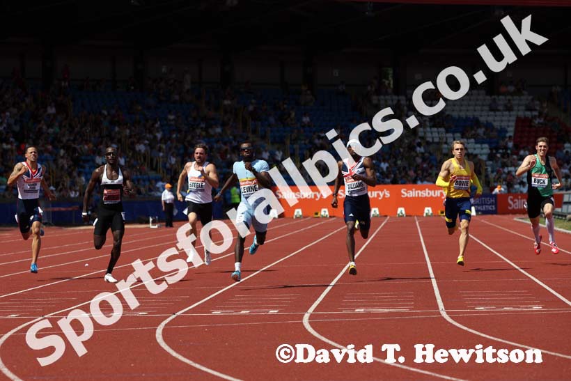 Nigel Lavine wins the 400 metres at the Sainsbury's British Championships, Birmingham.